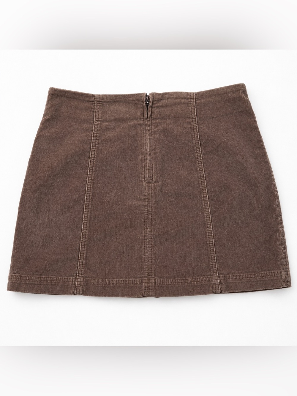 Free People Brown Corduroy Mini Skirt Size 6 Stretch Zip Back